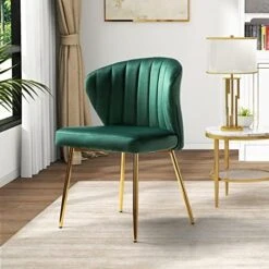 HULALA HOME Velvet Dining Chairs, Modern Small Armless Accent Chair With Gold Metal Legs, Living Room Upholstered Cute Side Chair, Elegant Tufted Back Vanity Chair For Bedroom/Beauty Room-Ivory -Home Table Chair Store 51c6MqOEfKL. AC