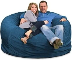 ULTIMATE SACK 6000 (6 Ft.) Bean Bag Chair Cover In Multiple Colors: Cover ONLY. (6000, Navy Suede) -Home Table Chair Store 51cBCaa BhL. AC