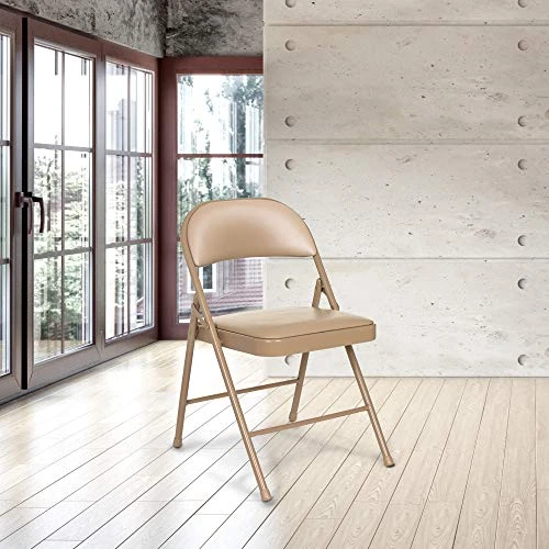 OEF Furnishings (4 Pack) Vinyl Padded Steel Folding Chairs, Beige 7 OEF Furnishings (4 Pack) Vinyl Padded Steel Folding Chairs, Beige - Image 5