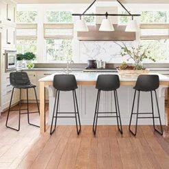 LUE BONA Faux Tufted Leather Dining Chairs, Upholstered Checkered Pattern Leather And Metal Legs, For Kitchen Island, Restaurant, Coffee Shop, 18" Set Of 4, Red Brown -Home Table Chair Store 51cQpdsd8kL. AC