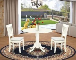 East West Furniture DLVA3-LWH-C Dining Table Set, 3-Piece