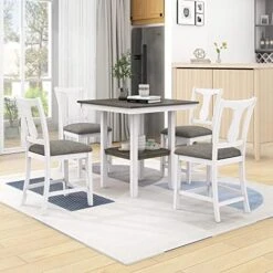 SIYSNKSI 5-Piece Premium Counter Height Dining Table Set, Rectangular Marble Dining Table With 4 Velvet Upholstered-Seat Chairs For Kitchen Living Room Furniture (Black + MDF + 40" X 40") -Home Table Chair Store 51ceOL1WPgL. AC 1