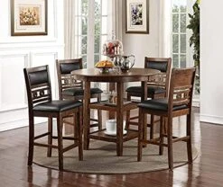 New Classic Furniture Gia 5-Piece Round Counter Height Dining Set With 1 Dining Table And 4 Chairs, 42-Inch, Ebony -Home Table Chair Store 51d8B1UX1PS. AC