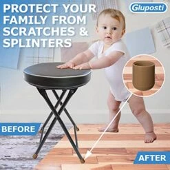 Folding Chair Leg Caps Beige 7/8 Inch - Heavy Duty Nylon Chair End Caps, Non-Marring Round Hardwood Floor Protectors, Compatible Replacement Plugs For Metal And Padded Folding Chairs Tips (16 Pack)