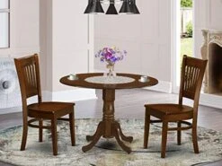 East West Furniture DLVA3-LWH-C Dining Table Set, 3-Piece -Home Table Chair Store 51dUxkKyWhL. AC