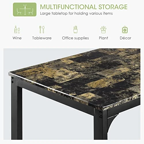 COSTWAY 3 Pieces Dining Table Set, 2 Person Kitchen Breakfast Table And Chair Set Pub Table And Chairs Set, Counter Height Dining Table Set With 2 Bar Stools (Black&Beige) 7 COSTWAY 3 Pieces Dining Table Set, 2 Person Kitchen Breakfast Table And Chair Set Pub Table And Chairs Set, Counter Height Dining Table Set With 2 Bar Stools (Black&Beige) - Image 5