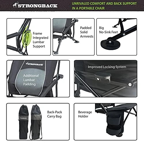 STRONGBACK Low Gravity Beach Chair With Built-in Lumbar Back Support, Heavy Duty Portable Folding Beach Chair For Adults 4 STRONGBACK Low Gravity Beach Chair With Built-in Lumbar Back Support, Heavy Duty Portable Folding Beach Chair For Adults - Image 2