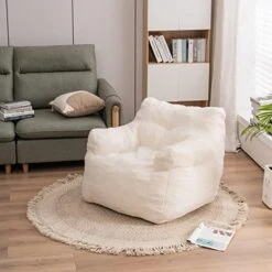 Beanbags Bean Bag Chair, Ultra Soft Teddy Fabric Arm Chair For Adults Kids, Comfy Leisure Sofa Chair For Bedroom, Living Room, Apartment, Ivory -Home Table Chair Store 51eXgqXD7L. AC