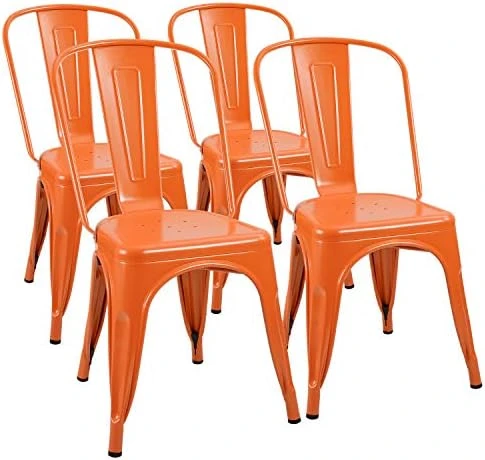 Furmax Metal Chairs Indoor/Outdoor Use Stackable Chic Dining Bistro Cafe Side Chairs Set Of 4 (Distressed White) 11 Furmax Metal Chairs Indoor/Outdoor Use Stackable Chic Dining Bistro Cafe Side Chairs Set Of 4 (Distressed White) - Image 9