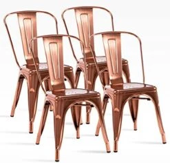 MFD LIVING 18 Inch Metal Dining Chair, Indoor Outdoor Patio Chair with Rustless, Stackable Chair for Restaurant Dining Room Chair Set of 4 (Gold) -Home Table Chair Store 51ebN3MDYhL. AC