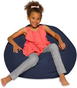 Big Comfy Bean Bag Chair: Posh Large Beanbag Chairs With Removable Cover For Kids, Teens And Adults - Polyester Cloth Puff Sack Lounger Furniture For All Ages - 27 Inch - Solid Navy Blue -Home Table Chair Store 51emdFGWB8L. AC