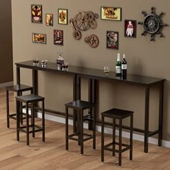 COSTWAY 3-Piece Bar Table Set, 39.5” Bar Table With 2PC 28” Bar Stools, Pub Height Dinning Table Set With Counter Height Backless Stools, Breakfast Table Set For Apartment/Bistro/Pub (Black) 15 COSTWAY 3-Piece Bar Table Set, 39.5” Bar Table With 2PC 28” Bar Stools, Pub Height Dinning Table Set With Counter Height Backless Stools, Breakfast Table Set For Apartment/Bistro/Pub (Black) -Home Table Chair Store 51emmcc1BaL