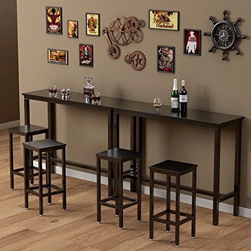 COSTWAY 3-Piece Bar Table Set, 39.5” Bar Table With 2PC 28” Bar Stools, Pub Height Dinning Table Set With Counter Height Backless Stools, Breakfast Table Set For Apartment/Bistro/Pub (Black) 8 COSTWAY 3-Piece Bar Table Set, 39.5” Bar Table With 2PC 28” Bar Stools, Pub Height Dinning Table Set With Counter Height Backless Stools, Breakfast Table Set For Apartment/Bistro/Pub (Black) - Image 6