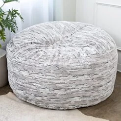 Jaxx 5 Foot Saxx Bean Bag Chair For Adults - Luxe Faux Fur, Silver Fox -Home Table Chair Store 51fEfl2B8nL