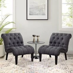 Haobo Home Armless Accent Chair Button Tufted Slipper Chair Side Chair For Dining Room Living Room Bedroom Funiture -Home Table Chair Store 51g ONLA8iL. AC