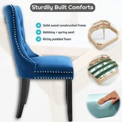 Set Of 2 Modern Upholstered Fabric Dining Chair With Nailhead Trim And Button Tufted Back (Blue) -Home Table Chair Store 51gQvgGDvVL