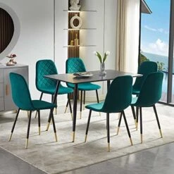 NORDICANA Velvet Dining Chairs Kitchen Solid Color Chair Upholstered Side Stools With Backrest Metal Legs Set Of 4, Navy Blue 27 NORDICANA Velvet Dining Chairs Kitchen Solid Color Chair Upholstered Side Stools With Backrest Metal Legs Set Of 4, Navy Blue -Home Table Chair Store 51h1s9A1ADL. AC