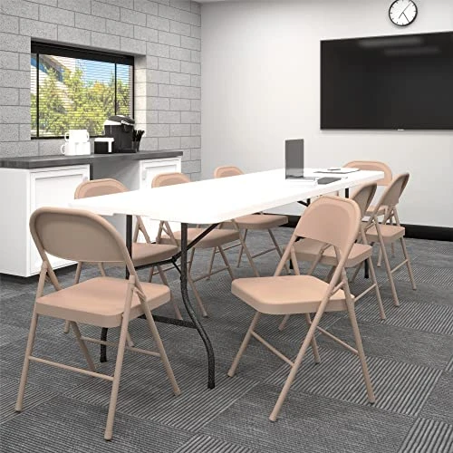 CoscoProducts COSCO All- Steel Folding Chair, 4-Pack, Antique Linen 4 CoscoProducts COSCO All- Steel Folding Chair, 4-Pack, Antique Linen - Image 2