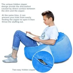 Stuffed Animal Storage Bean Bag Chair Cover(No Filler Included) Stuffable Bean Bag - Stuffed Animal Bean Bag Storage For Kids & Teans Super Soft And Comfortable Bean Bag Stuffed Animal Storage Extra Large - Round Blue -Home Table Chair Store 51hZPoeYJIL