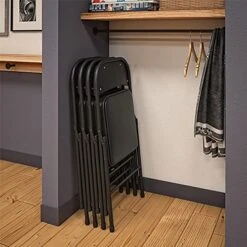 CoscoProducts COSCO Essentials Vinyl Padded Seat & Back Folding Chair, Double Braced, 4 Pack, Black -Home Table Chair Store 51haSgxHh5S