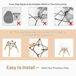 Giantex Set Of 4 Dining Chairs, Clear Dining Side Chairs W/Beech Wood Legs, Shell Designer Pre Assembled Modern Mid Century Transparent Dining DSW Chairs, Plastic Kitchen Chair -Home Table Chair Store 51hbKYwNWVL