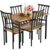 IDEALHOUSE 5 Piece Dining Table Set For 4, Kitchen Table And Chairs For 4 With Storage Rack, Metal And Wood Rectangular Dining Room Table Set For Kitchen, Dining Room, Dinette, Rustic Brown 1 IDEALHOUSE 5 Piece Dining Table Set For 4, Kitchen Table And Chairs For 4 With Storage Rack, Metal And Wood Rectangular Dining Room Table Set For Kitchen, Dining Room, Dinette, Rustic Brown -Home Table Chair Store 51i2FitbVZL