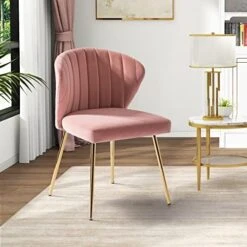 HULALA HOME Velvet Dining Chairs, Modern Small Armless Accent Chair With Gold Metal Legs, Living Room Upholstered Cute Side Chair, Elegant Tufted Back Vanity Chair For Bedroom/Beauty Room-Ivory -Home Table Chair Store 51i5MOXZL. AC