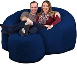 ULTIMATE SACK 6000 Bean Bag Chair W/Footstool: Giant Foam-Filled Furniture - Machine Washable Covers, Double Stitched Seams, Durable Inner Liner, And 100% Virgin Foam Footstool Incl. (Grey, Suede) -Home Table Chair Store 51iDYEF8kEL. AC