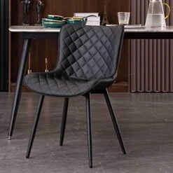 YOUTASTE Black Dining Chairs Set Of 2 PU Leather Diamond Upholstered Modern Kitchen Dining Room Chairs Metal Thick Bar Counter Chairs High Back Home Kitchen Restaurant 20 YOUTASTE Black Dining Chairs Set Of 2 PU Leather Diamond Upholstered Modern Kitchen Dining Room Chairs Metal Thick Bar Counter Chairs High Back Home Kitchen Restaurant -Home Table Chair Store 51iZT3Msz0L. AC
