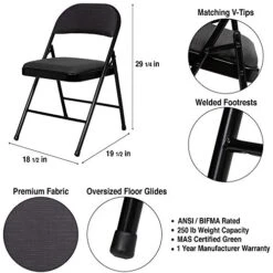 OEF Furnishings (4 Pack Fabric Upholstered Steel Folding Chair, Black -Home Table Chair Store 51if9HGuzIL