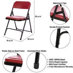 OEF Furnishings Premium Lightweight Plastic Folding Chair, Burgundy 17 OEF Furnishings Premium Lightweight Plastic Folding Chair, Burgundy -Home Table Chair Store 51ig0CA7tIL