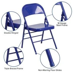 Flash Furniture Metal Folding Chairs, 2 Pack, Cobalt Blue 9 Flash Furniture Metal Folding Chairs, 2 Pack, Cobalt Blue -Home Table Chair Store 51iili60CgL