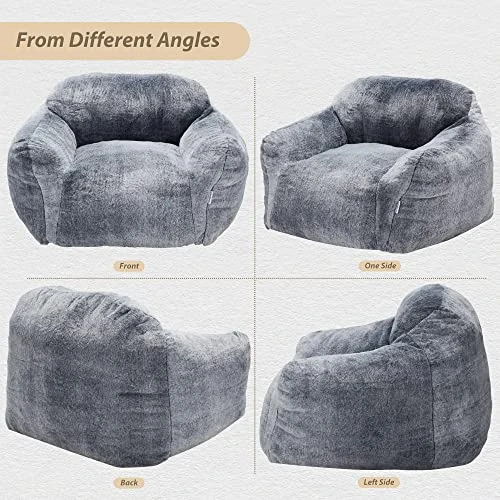 Homguava Giant Bean Bag Chair Sofa High-Density Foam Filled Sofa Chair Large Lazy BeanBag Sofa With Armrests For Living Room, Bedroom (Grey) 7 Homguava Giant Bean Bag Chair Sofa High-Density Foam Filled Sofa Chair Large Lazy BeanBag Sofa With Armrests For Living Room, Bedroom (Grey) - Image 5