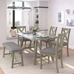 UBGO Dining Table Set 7-Piece Set-72 Industrial Style Rectangular Chain Bracket Chairs,Family Furniture For 6 People,for Home Kitchen Room/Breakfast Corner(Gray) 31 UBGO Dining Table Set 7-Piece Set-72 Industrial Style Rectangular Chain Bracket Chairs,Family Furniture For 6 People,for Home Kitchen Room/Breakfast Corner(Gray) -Home Table Chair Store 51j0b5gqq0L. AC