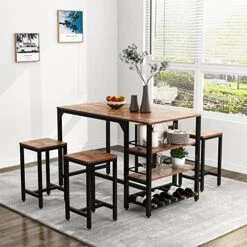 Rxicdeo Dining Table Set For 4, Kitchen Table Set With 1 Bench And 2 Chairs, Dining Room Table With Wine Rack And Storage Shelf, Breakfast Table Space-Saving Dinette For Kitchen, Dining Room (Black) 17 Rxicdeo Dining Table Set For 4, Kitchen Table Set With 1 Bench And 2 Chairs, Dining Room Table With Wine Rack And Storage Shelf, Breakfast Table Space-Saving Dinette For Kitchen, Dining Room (Black) -Home Table Chair Store 51j2rRBcfRL. AC