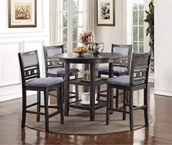 New Classic Furniture Gia 5-Piece Round Counter Height Dining Set With 1 Dining Table And 4 Chairs, 42-Inch, Ebony -Home Table Chair Store 51jHEpF4CES. AC