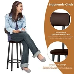 DKLGG Bar Dining Table Set For 4 Industrial Pub Table And Chairs, Kitchen Counter Height Table & 4 PU Leather Upholstered Stools With Backrest Space-Saving Dining Room Table Set For Small Space 17 DKLGG Bar Dining Table Set For 4 Industrial Pub Table And Chairs, Kitchen Counter Height Table & 4 PU Leather Upholstered Stools With Backrest Space-Saving Dining Room Table Set For Small Space -Home Table Chair Store 51jHFbwHoDL