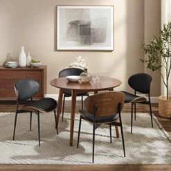 Art Leon Dining Chairs Set Of 4, Walnut Bentwood, Mid Century Modern Chair, Black Faux Leather Kitchen Dining Room Chairs With Metal Legs, Accent Chairs For Bedroom 30 Art Leon Dining Chairs Set Of 4, Walnut Bentwood, Mid Century Modern Chair, Black Faux Leather Kitchen Dining Room Chairs With Metal Legs, Accent Chairs For Bedroom -Home Table Chair Store 51jfA3OmBeL. AC