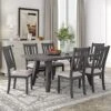 UBGO Dining Table Set 7-Piece Set-72 Industrial Style Rectangular Chain Bracket Chairs,Family Furniture For 6 People,for Home Kitchen Room/Breakfast Corner(Gray)