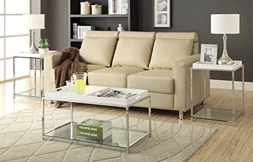 Convenience Concepts Palm Beach Coffee Table With Shelf And Removable Trays, White 8 Convenience Concepts Palm Beach Coffee Table With Shelf And Removable Trays, White - Image 6