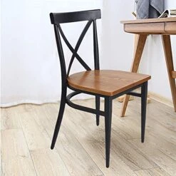 2 Set Dining Side Chairs Solid Wooden Seat And Metal Legs X Back Heavy Duty Kitchen Chairs For Restaurant Cafe Saloon, 450lbs Weight Capacity, Fully Assembled, Ergonomic Design,Black -Home Table Chair Store 51jqk2lCiOL