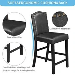 RUNWON 5-Piece Modern Set With 4 Padded Dining, Faux Marble Top Black Table Chair For Kitchen 9 RUNWON 5-Piece Modern Set With 4 Padded Dining, Faux Marble Top Black Table Chair For Kitchen -Home Table Chair Store 51jqkNw7KjL