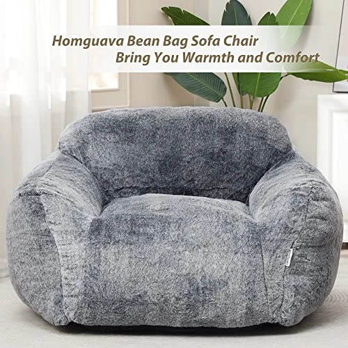 Homguava Giant Bean Bag Chair Sofa High-Density Foam Filled Sofa Chair Large Lazy BeanBag Sofa With Armrests For Living Room, Bedroom (Grey) 8 Homguava Giant Bean Bag Chair Sofa High-Density Foam Filled Sofa Chair Large Lazy BeanBag Sofa With Armrests For Living Room, Bedroom (Grey) - Image 6