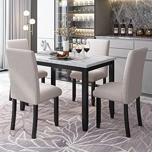 UBGO Dining Table Set 7-Piece Set-72 Industrial Style Rectangular Chain Bracket Chairs,Family Furniture For 6 People,for Home Kitchen Room/Breakfast Corner(Gray) 15 UBGO Dining Table Set 7-Piece Set-72 Industrial Style Rectangular Chain Bracket Chairs,Family Furniture For 6 People,for Home Kitchen Room/Breakfast Corner(Gray) - Image 13
