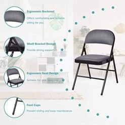 ReunionG 4 PCS Folding Chair, 4-Pack Portable Chairs With Upholstered Padded Seat And Back, Metal Frame Home Office Chairs (4 PCS) -Home Table Chair Store 51lejvRtoZL