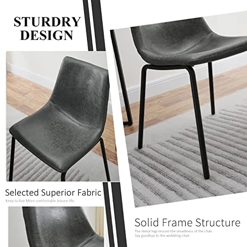 JESONVID Round Dining Room Table Set With 4 Armless Upholstered Chairs 42" D Circle Kitchen Table With Dining 4 Chair Set For Dining Room Home Kitchen, Antique Brown+Black&Grey-4P YCZ2012RC+1179GY 7 JESONVID Round Dining Room Table Set With 4 Armless Upholstered Chairs 42" D Circle Kitchen Table With Dining 4 Chair Set For Dining Room Home Kitchen, Antique Brown+Black&Grey-4P YCZ2012RC+1179GY - Image 5