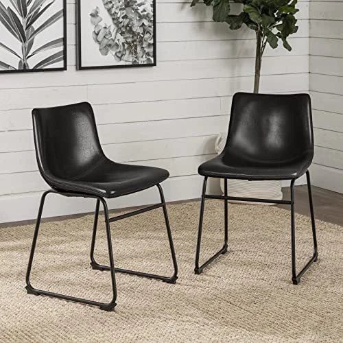 LEMBERI Faux Leather Dining Chairs Set Of 2, 18 Inch Kitchen & Dining Room Chairs,Mid Century Modern Dining Chairs With Backrest And Metal Legs, Comfortable Upholstered Seat Chairs (18,Black) 3 LEMBERI Faux Leather Dining Chairs Set Of 2, 18 Inch Kitchen & Dining Room Chairs,Mid Century Modern Dining Chairs With Backrest And Metal Legs, Comfortable Upholstered Seat Chairs (18,Black)