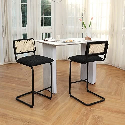 ONEVOG Island Rattan Chairs, Faux Leathe Seating Kitchen Counter Height (24 Inch) Bastool With Sturdy Frame Chrome Legs, Dining Room Home Kitchen Stools Set Of 2 (Brown) 11 ONEVOG Island Rattan Chairs, Faux Leathe Seating Kitchen Counter Height (24 Inch) Bastool With Sturdy Frame Chrome Legs, Dining Room Home Kitchen Stools Set Of 2 (Brown) - Image 9