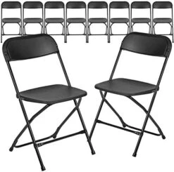 EMMA + OLIVER Set Of 10 White Stackable Folding Plastic Chairs - 650 LB Weight Capacity -Home Table Chair Store 51mF6PfXDTL. AC