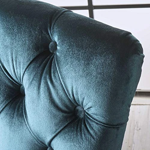 Christopher Knight Home Hallie Traditional Velvet Armless Dining Chairs, 2-Pcs Set, Teal / Dark Brown 7 Christopher Knight Home Hallie Traditional Velvet Armless Dining Chairs, 2-Pcs Set, Teal / Dark Brown - Image 5